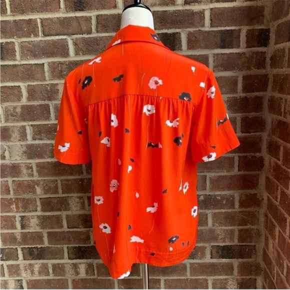 Jason Wu Top 2 Floral Collared Silk Shirt Red - Picture 7 of 13